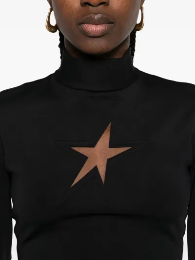 Mugler High-neck Long-sleeve T-shirt In Black