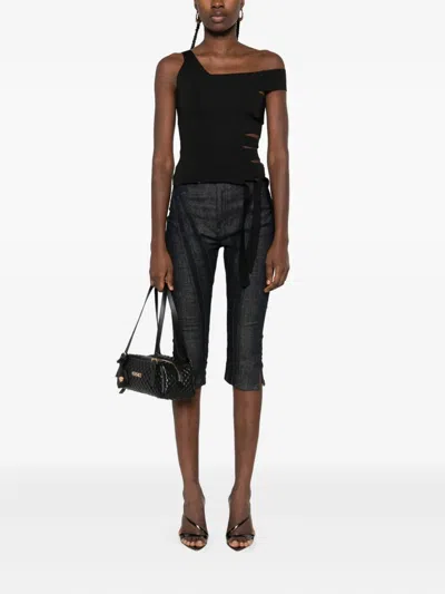 Mugler Asymmetrical Tank-top In Black