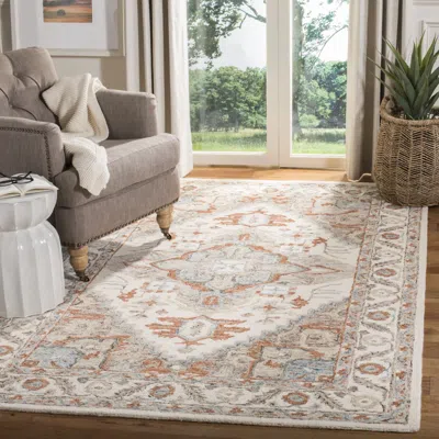 Safavieh Micro-loop Hand Made Area Rug, Ivory / Rust Traditional Style Non-shedding In Neutral