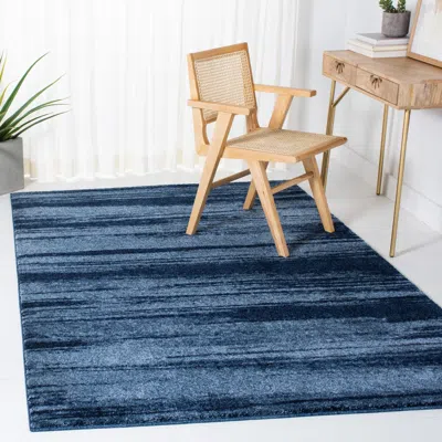 Safavieh Retro Machine Made Area Rug, Light Blue / Blue Contemporary Style Easy Care In Blue