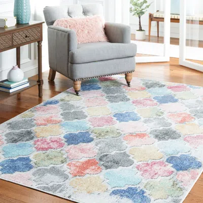 Safavieh Phoenix Machine Made Area Rug, Blue / Red Contemporary Style Easy Care In Multi