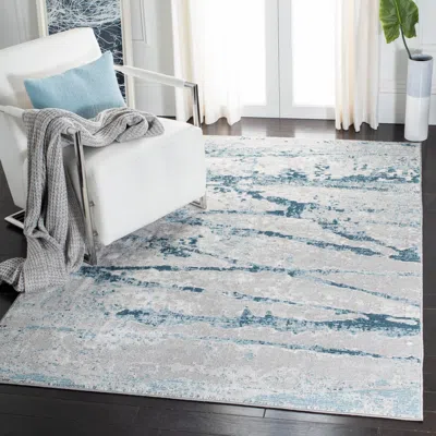 Safavieh Meadow Machine Made Area Rug, Light Grey / Blue Contemporary Style Easy Care In Blue
