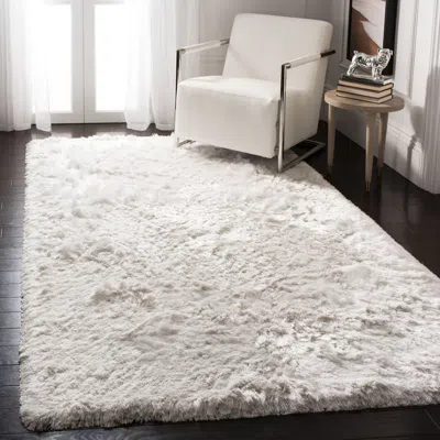 Safavieh Ocean Shag Hand Made Area Rug, Ivory Shag / Flokati Style Non-shedding In Neutral