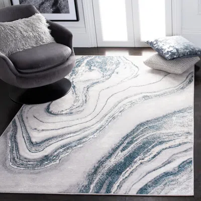 Safavieh Orchard Machine Made Area Rug, Grey / Blue Contemporary Style Easy Care In Blue