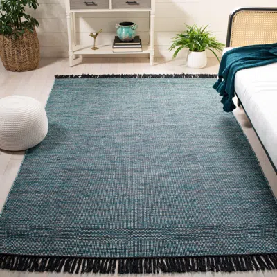 Safavieh Montauk Hand Made Area Rug, Turquoise / Black Contemporary Style Non-shedding In Gray