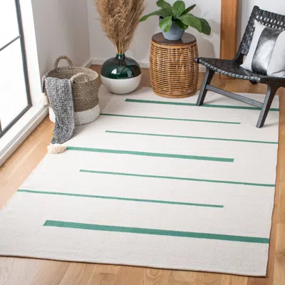 Safavieh Montauk Hand Made Area Rug, Ivory / Dark Green Contemporary Style Non-shedding In Neutral