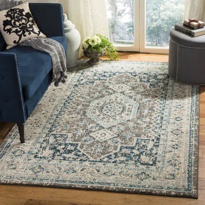 Safavieh Phoenix Machine Made Area Rug, Grey / Blue Traditional Style Easy Care In Blue