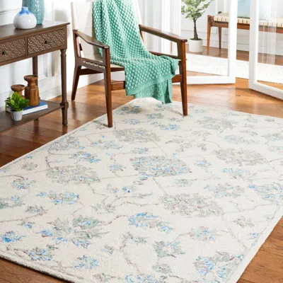 Safavieh Micro-loop Hand Made Area Rug, Ivory / Grey Traditional Style Non-shedding In White