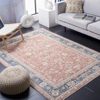 Safavieh Limitee Non-slip Area Rug, Rust / Blue Traditional Style Easy Care In Pink
