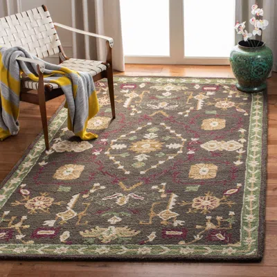 Safavieh Roslyn Hand Made Area Rug, Sage / Ivory Traditional Style Non-shedding In Multi