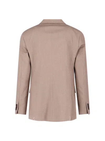 Boglioli Tailored Double-breasted Suit With Notched Lapel And Textured Fabric In Neutral