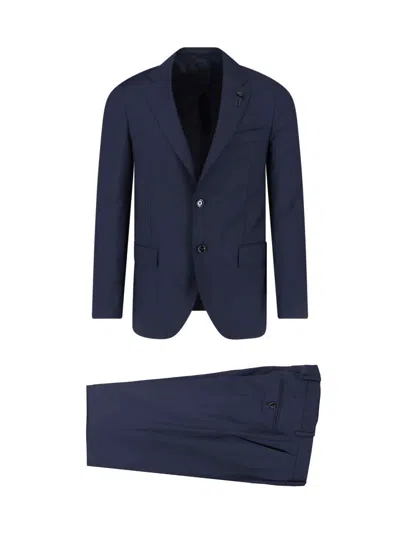 Lardini Tailored Two-button Blazer And Slim-fit Trousers Set In Blue