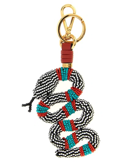 Etro Beaded Snake Shape Keyring With Gold-tone Hardware In Multi