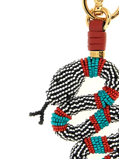 Etro Beaded Snake Shape Keyring With Gold-tone Hardware In Multi