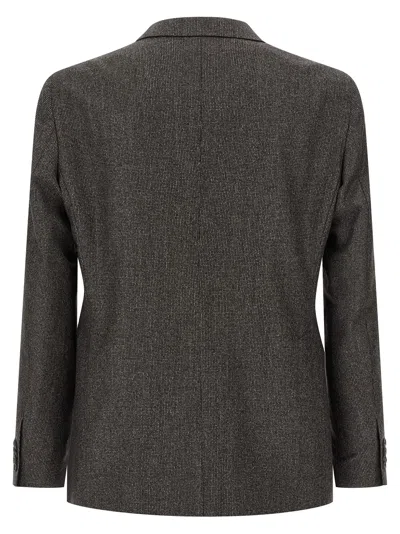 Tagliatore Micro Houndstooth Pattern Wool Suit With Blazer And Tailored Pants In Black