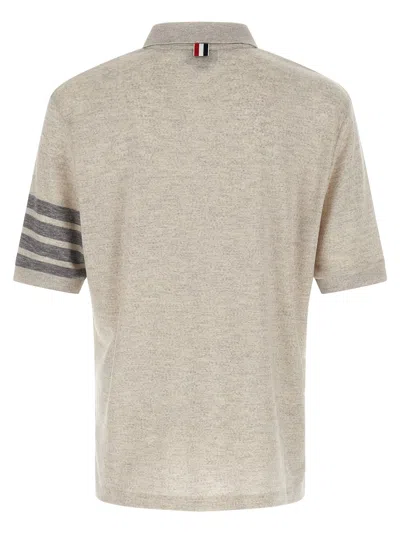 Thom Browne '4bar' Detail Polo Shirt In Gray