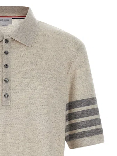 Thom Browne '4bar' Detail Polo Shirt In Gray