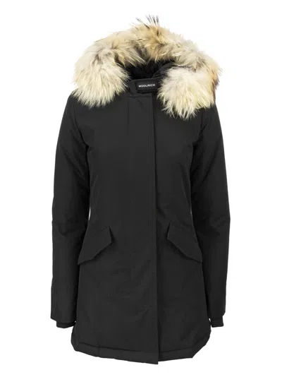 Woolrich Blue Technical Fabric Parka In Black