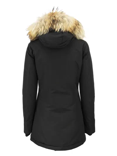 Woolrich Blue Technical Fabric Parka In Black
