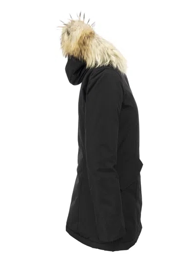 Woolrich Blue Technical Fabric Parka In Black
