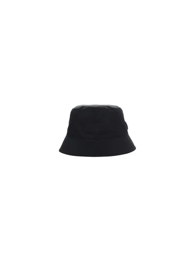 Prada Logo-embellished Shell Bucket Hat In Black