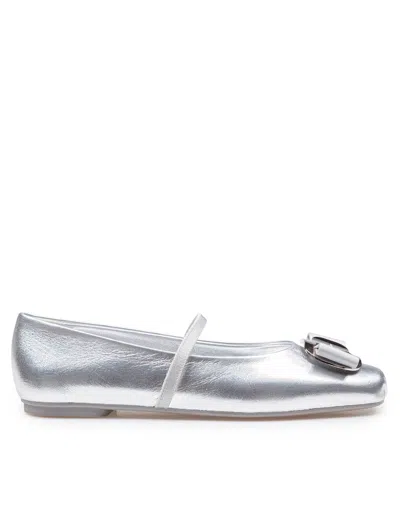 Ferragamo Zina Silver Ballerinas In Silver