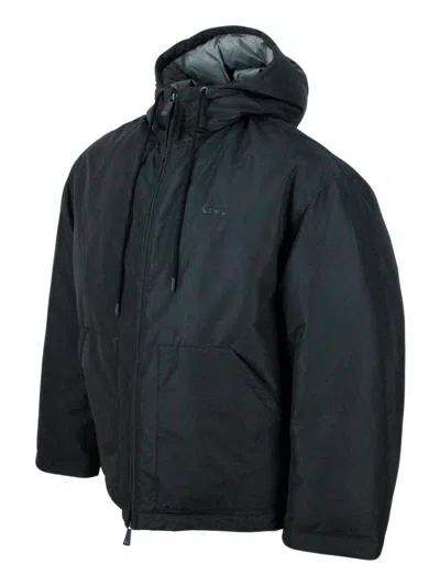 Kiton Tech Fabric Coat In Black