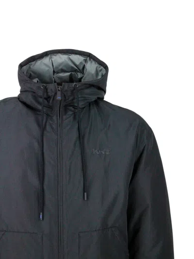 Kiton Tech Fabric Coat In Black