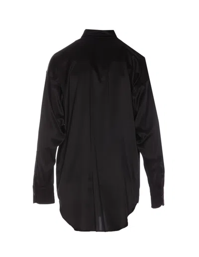 Tom Ford Stretch Silk Satin Relaxed Fit Shirt Clothing In Black