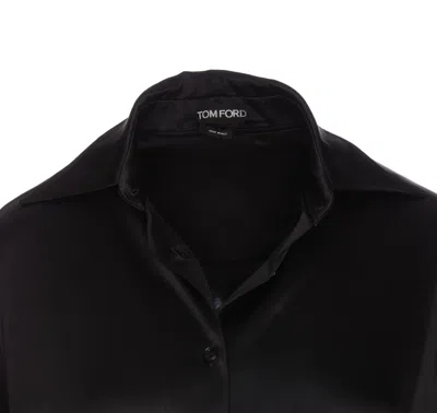 Tom Ford Stretch Silk Satin Relaxed Fit Shirt Clothing In Black