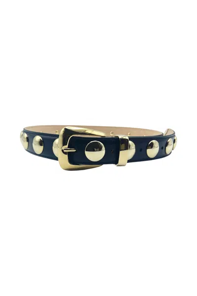 Khaite Benny Skinny Patent Leather Studded Belt In Nero