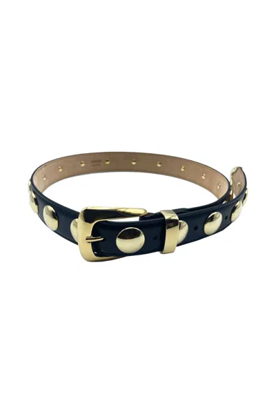 Khaite Benny Skinny Patent Leather Studded Belt In Nero