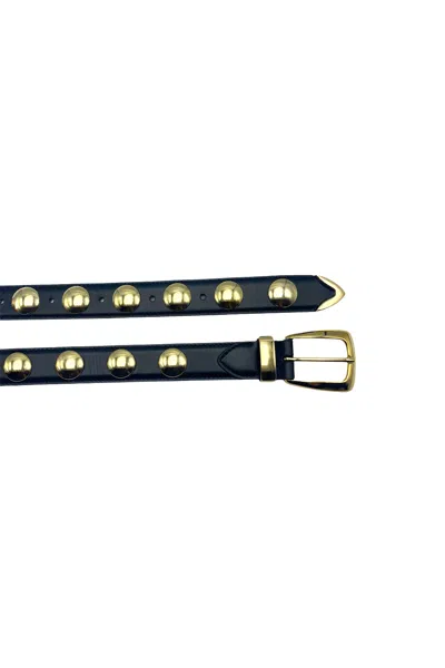 Khaite Benny Skinny Patent Leather Studded Belt In Nero
