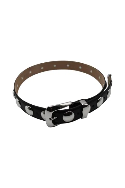 Khaite 3cm Benny Leather & Studs Belt In Black