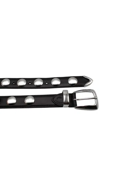 Khaite 3cm Benny Leather & Studs Belt In Black