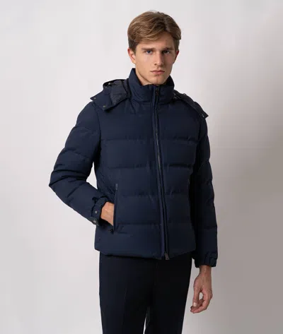 Larusmiani Wool Quilted Down Jacket Everest Down Jacket In Blue