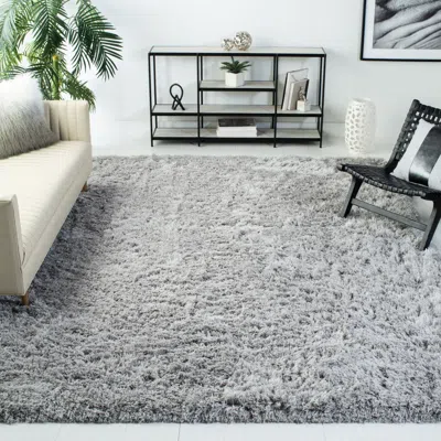 Safavieh Ocean Shag Hand Made Area Rug, Silver Shag / Flokati Style Non-shedding In Gray