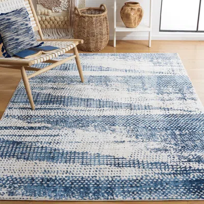 Safavieh Olympia Machine Made Area Rug, Blue / Ivory Contemporary Style Easy Care In Blue