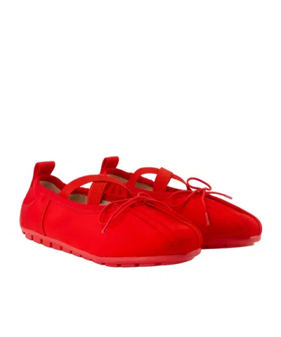 Simone Rocha Ballerina Shoes With Textured Sole And Bow In Red