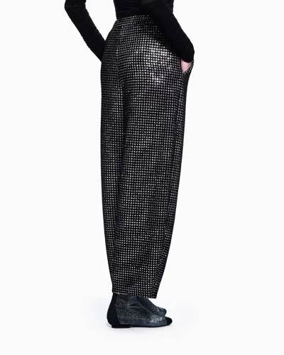 Giorgio Armani Single-pleat Jersey Trousers With A Flocked Print And Sequins In Black