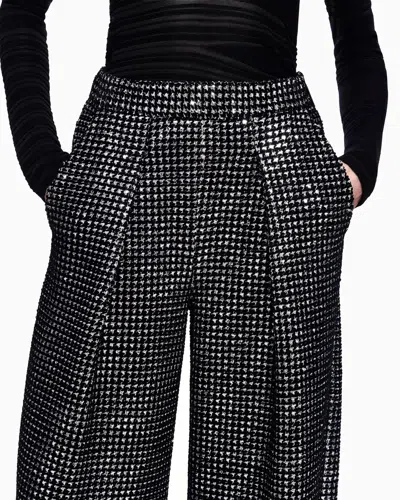 Giorgio Armani Single-pleat Jersey Trousers With A Flocked Print And Sequins In Black