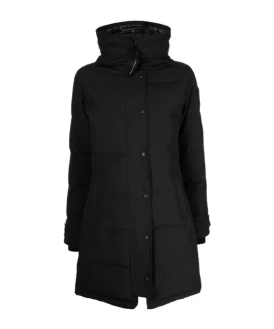 Canada Goose Mid-length Padded Coat With Detachable Hood And Quilted Design In Black