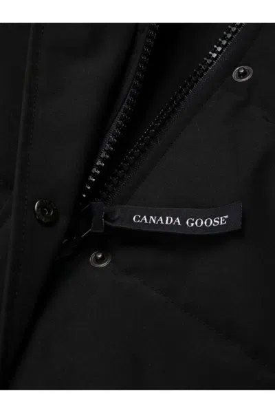 Canada Goose Mid-length Padded Coat With Detachable Hood And Quilted Design In Black