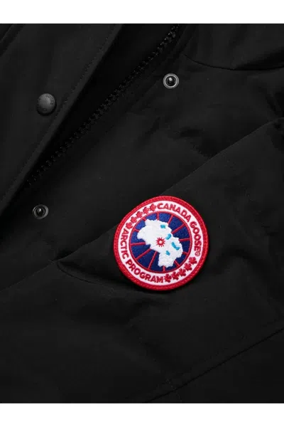Canada Goose Mid-length Padded Coat With Detachable Hood And Quilted Design In Black