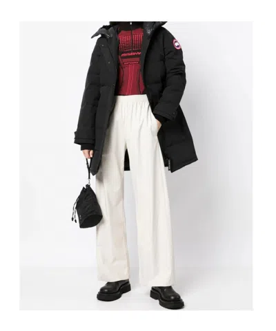 Canada Goose Mid-length Padded Coat With Detachable Hood And Quilted Design In Black