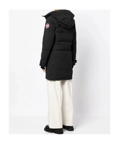 Canada Goose Mid-length Padded Coat With Detachable Hood And Quilted Design In Black