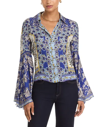 Alice And Olivia Alice + Olivia Willa Printed Blouse In Blue