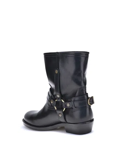 Isabel Marant 40mm Buckle-strap Leather Biker Boots In Multi