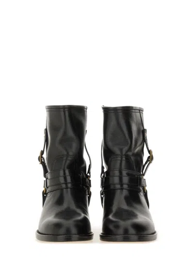 Isabel Marant 40mm Buckle-strap Leather Biker Boots In Multi