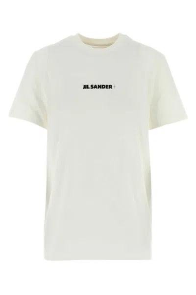Jil Sander Short-sleeve T-shirt With Centered Logo Detail In White